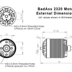 BadAss 2320-820Kv Brushless Motor -Bandai shop 2320 motor dims 2