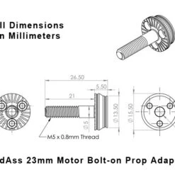 BadAss 2315-880Kv Brushless Motor -Bandai shop 23mm prop adapter dims 2 9
