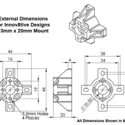 3D Printed Motor Mount For 22-23mm Motors, 20mm Length -Bandai shop 23x20mm mount dims