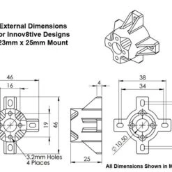 3D Printed Motor Mount For 22-23mm Motors, 25mm Length -Bandai shop 23x25mm mount dims