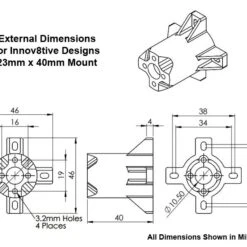 3D Printed Motor Mount For 22-23mm Motors, 40mm Length -Bandai shop 23x40mm mount dims