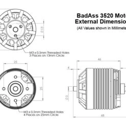 BadAss 3520-560Kv Brushless Motor -Bandai shop 3520 motor dims