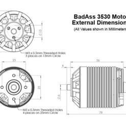 BadAss 3530-570Kv Brushless Motor 21 BadAss 3530-570Kv Brushless Motor -Bandai shop 3530 motor dims 3