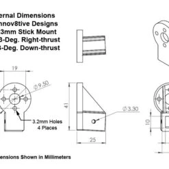 3D Printed Motor Mount For 22-23mm Motors, Stick Style With 3-Degrees Of Right And Down Thrust -Bandai shop 3d stickmount 3d3r dims