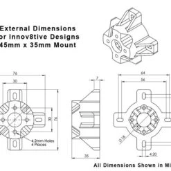 3D Printed Motor Mount For 45mm Motors, 35mm Length -Bandai shop 45x35mm mount dims