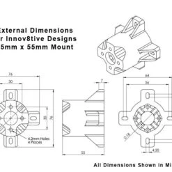 3D Printed Motor Mount For 45mm Motors, 55mm Length -Bandai shop 45x55mm mount dims