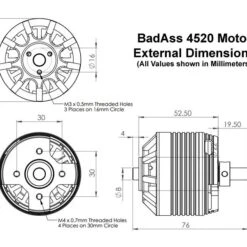 BadAss 4520-660Kv Brushless Motor -Bandai shop ba 4520 motor dims 1 1