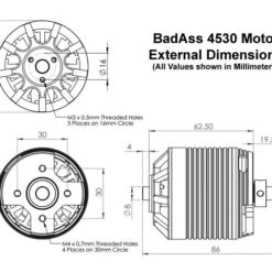 BadAss 4530-730Kv Brushless Motor -Bandai shop ba 4530 motor dims 1