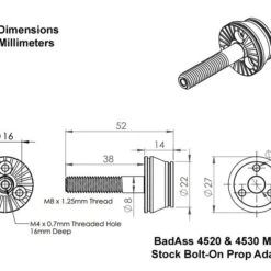 BadAss 4520-540Kv Brushless Motor -Bandai shop ba 45mm bpa dims 1 1