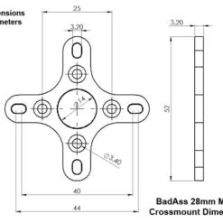 BadAss 2826-1360Kv Brushless Motor -Bandai shop cross mount 28mm dims 7